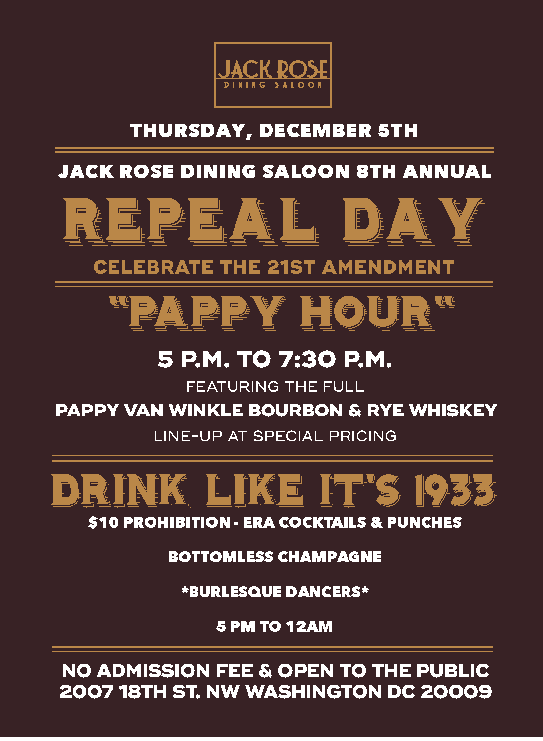 Repeal Day 2019 Jack Rose Dining Saloon Washington, DC
